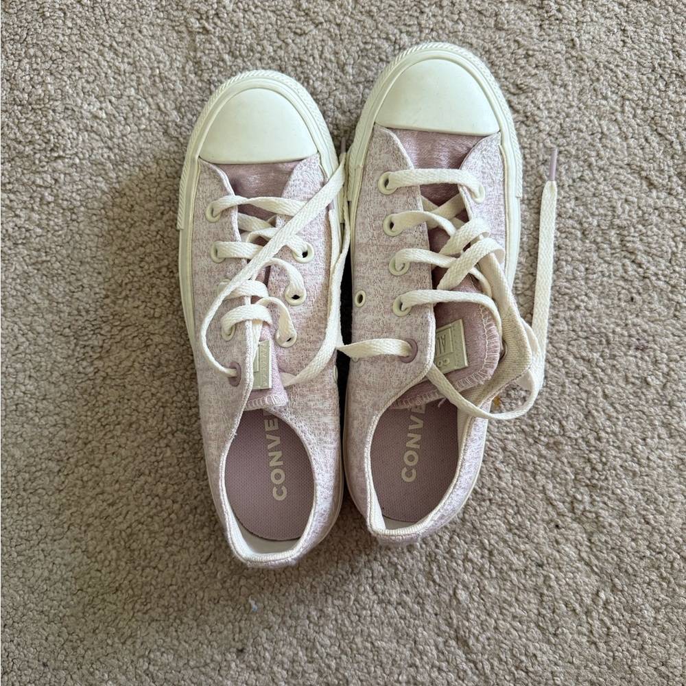 Converse light purple and white sneakers
